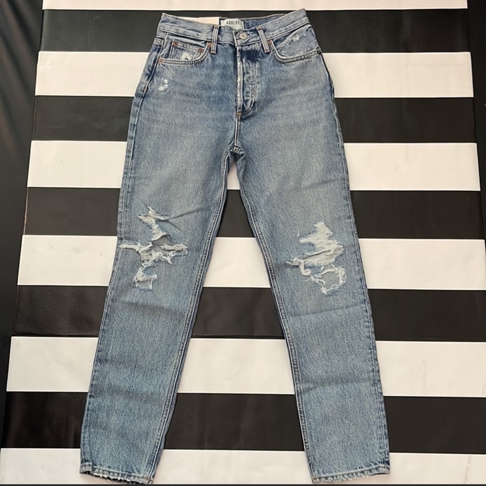 NWT AGOLDE FEN RIPPED HIGH RISE RELAXED TAPER